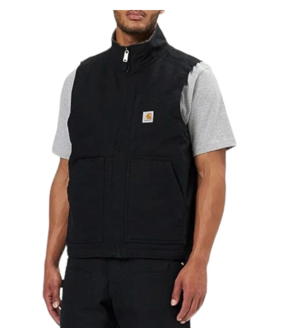 Carhartt Washed Duck Sherpa-Lined Mock-Neck Vest Loose Fit Large